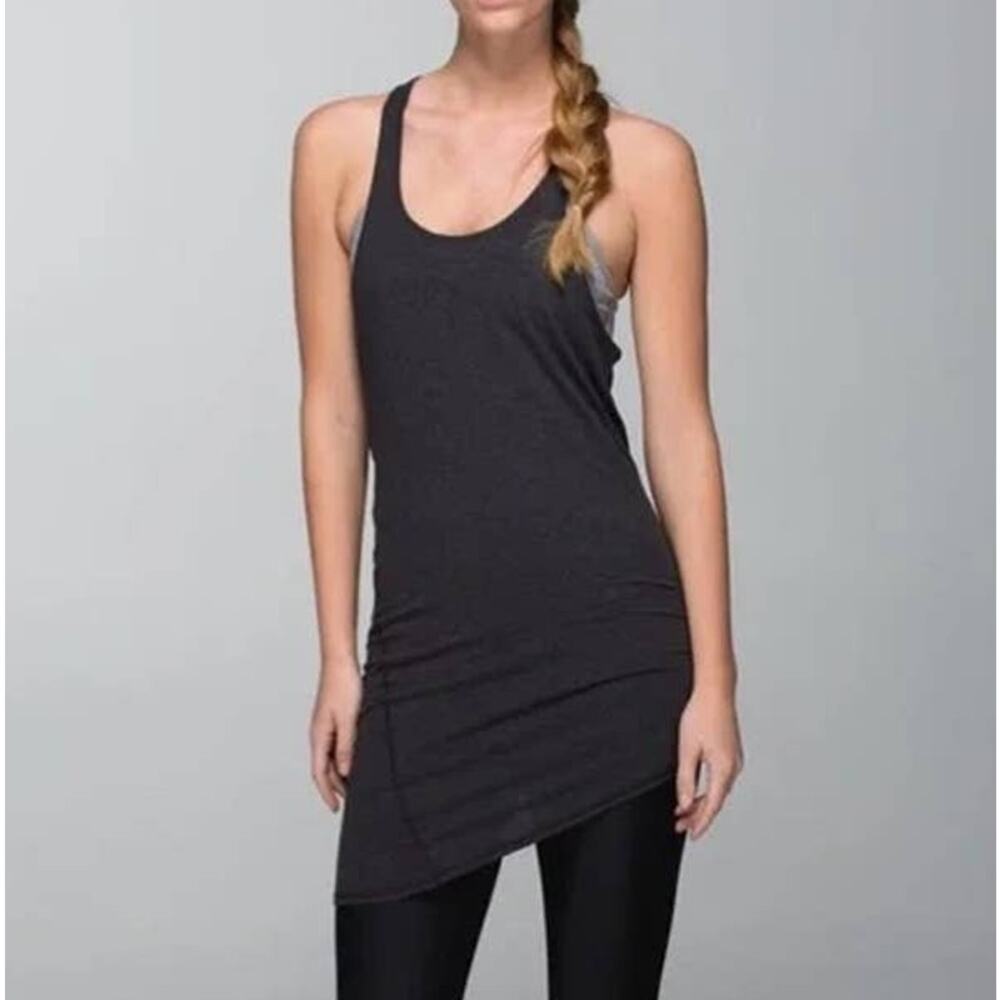 Lululemon Torque dark gray asymmetrical hem long tank top